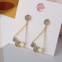 South Korea simple geometric triangle long earrings Net red temperament personality Joker trendsetter earrings earrings ear clip earless female