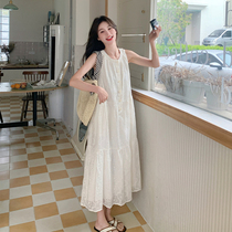 Vanilla Apricot Super Fairy Sleeveless Vest Dress Womens Long 2024 Summer New French Sweet Age-Reducing Gentle Style Dress