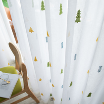 Nordic small fresh princess wind curtain white screen Nordic simple bedroom net red semi-shading bay window white screen curtain