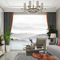 Modern high-end atmosphere New Chinese style ancient color famous accommodation Floor-to-ceiling windows Bay window screen curtains Personalized custom exhibition hall balcony curtains