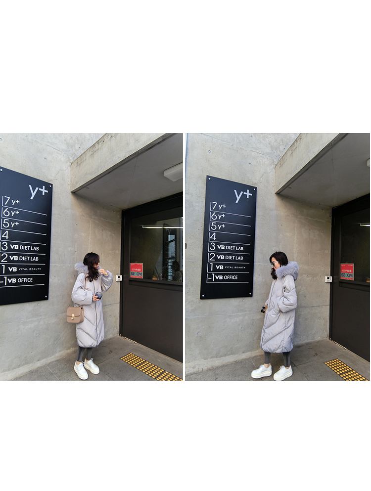 2018 chống mùa mới xuống áo khoác của phụ nữ phần dài thời trang cổ áo lông thú lớn lỏng mùa đông dày Hàn Quốc phiên bản của các phong cách mũi triều