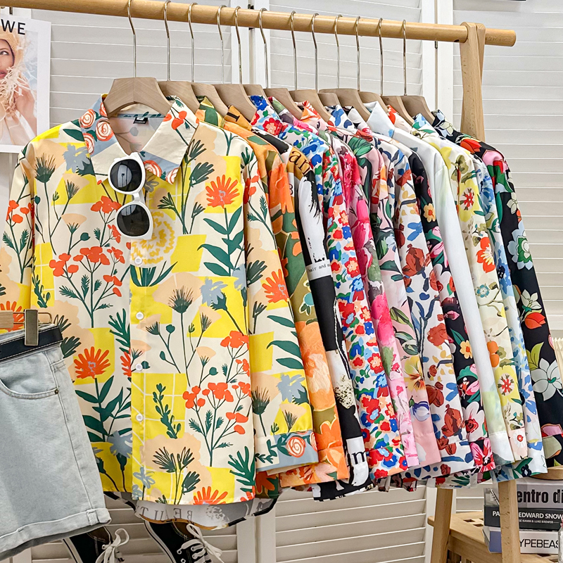 Large Floral Print Blouse for Women, Retro Hong Kong Style, 2026 Spring/Summer New Floral Hong Kong Style Print Long-Sleeved Shirt