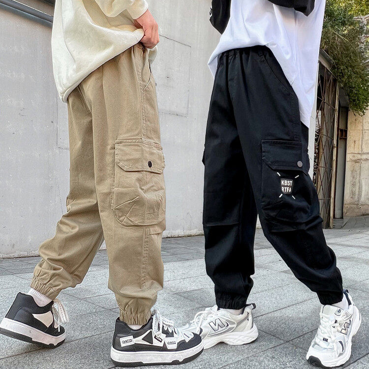 Children's clothing boys trousers spring and autumn 2023 new middle and big boys handsome overalls spring boys pure cotton casual trousers