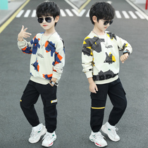 Childrens clothing boys sweater suit handsome spring 2023 new middle and big children spring and autumn sports two-piece Korean version of the tide
