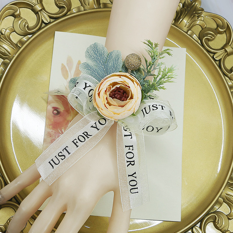 Bridesmaid wrist flower sister hand flower bride wrist flower forest knot wedding high-end super fairy dance children's bracelet flower