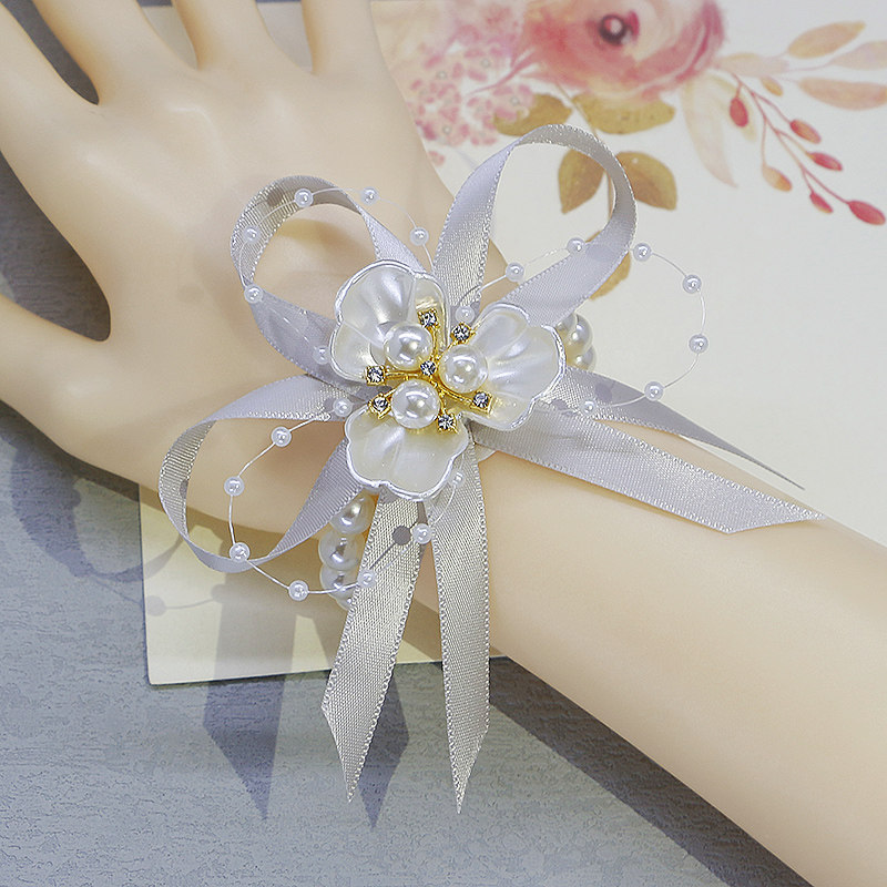 Bridesmaid's Wrist Flower Sisters Hand Flower Pearl Korean Super Fairy Sen Department Small Fresh Knot Wedding Beautiful Bride's Hand Wreath