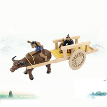 Wooden crafts home decoration ornaments solid wood cow pull row car model creative gifts