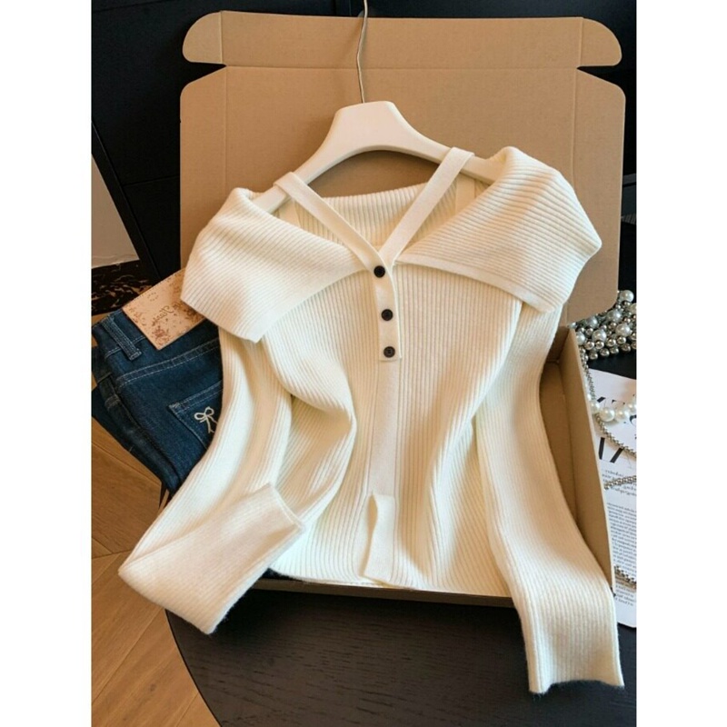 Pure Desire Hot Girl One-Shoulder Halter Knitted Sweater for Women 2026 Autumn/Winter New Design Slit Slim-Fit Long-Sleeve Sweater Pure Desire Hot Girl One-Shoulder Halter Knitted Sweater for Women 2026 Autumn/Winter New Design Slit Slim-Fit Long-Sleeve Sweater