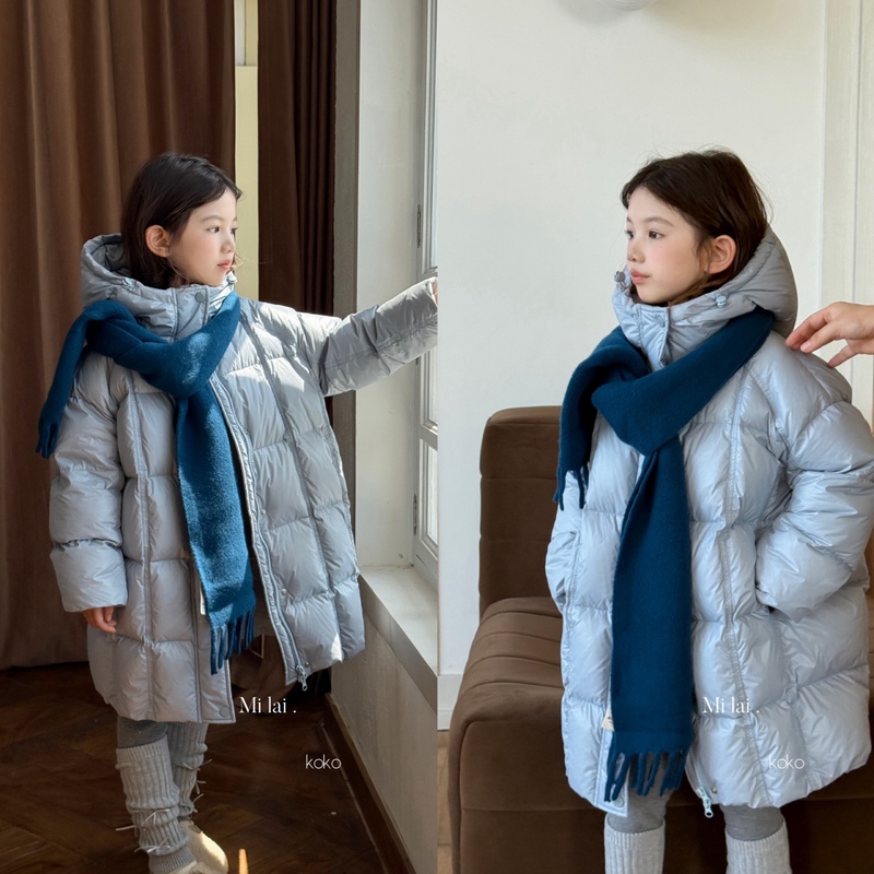 Milaikok Children's Clothing 2025 Winter New Style Girls' Mid-Length Hooded down Jacket White Duck down 188132