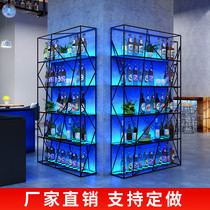 Industrial wind Bar Bar Bar wine cabinet restaurant glowing wall partition decoration rack iron beer rack storage rack wine rack