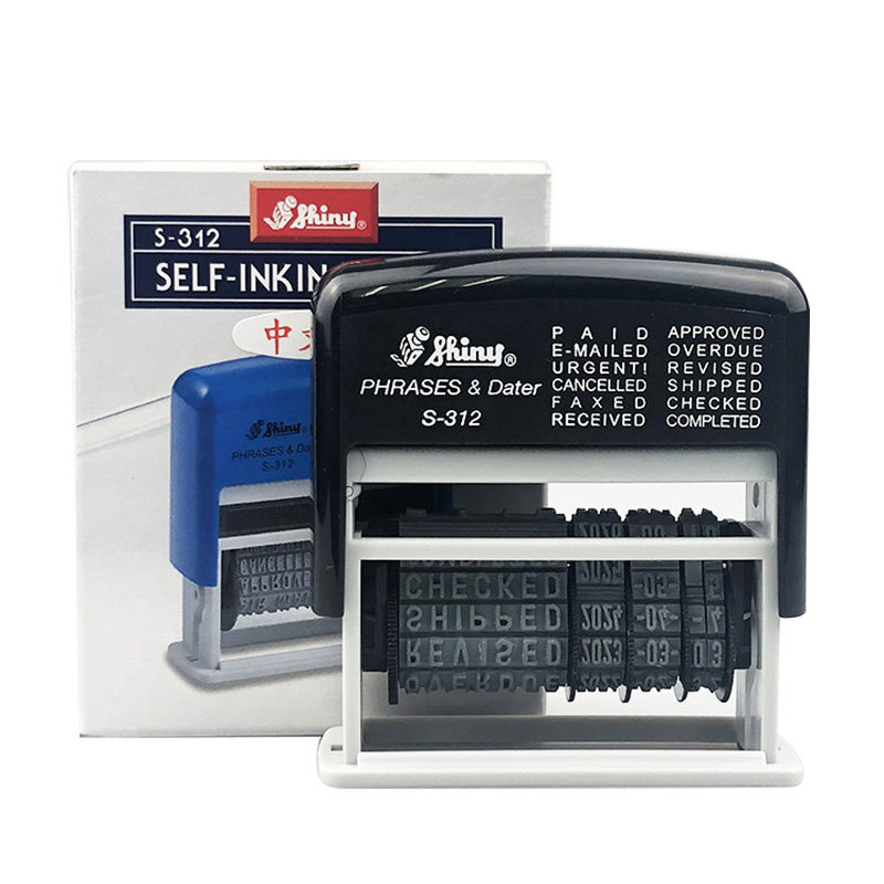 Xinli S-312 Back Ink Seal APPROVED PAID RECEIVED FAXED Adjustable English Date Seal