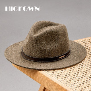 Autumn and Winter New Men's Classic Retro Herringbone Wool Flat-Brimmed Hat Casual Fashion Large Head Circumference Hat
