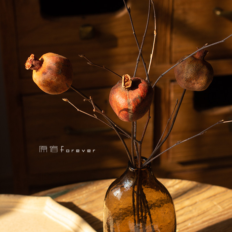 Zen Intentions Pomegranate Fruit Dry Flowers Real Flowers Home SILENT FOLK LIVING ROOM TABLE DECORATION FLOWER ARRANGEMENT PHOTO-PROP SWING PIECES-TAOBAO