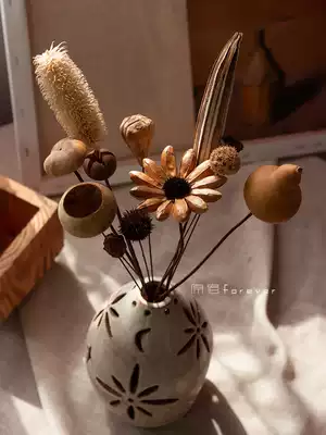 Natural plant hand-made dried flower pine cone Lotus spruce Dry Branch cotton okra diy living room table decoration