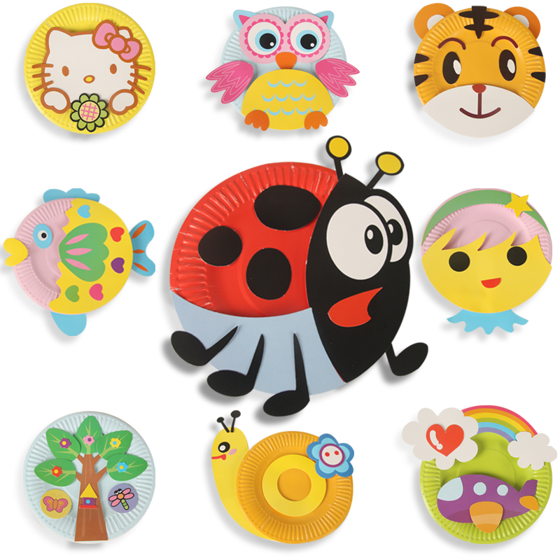 Children's Paper Tray Handmade Material Bag Nursery Diy Colorful Creativity Puzzle Paste with Adhesive Toys