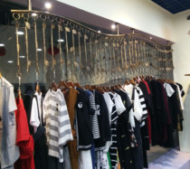 Wrought iron clothing rack Clothing store display rack on the wall side hanging wall hanger womens store ring ceiling shelf combination