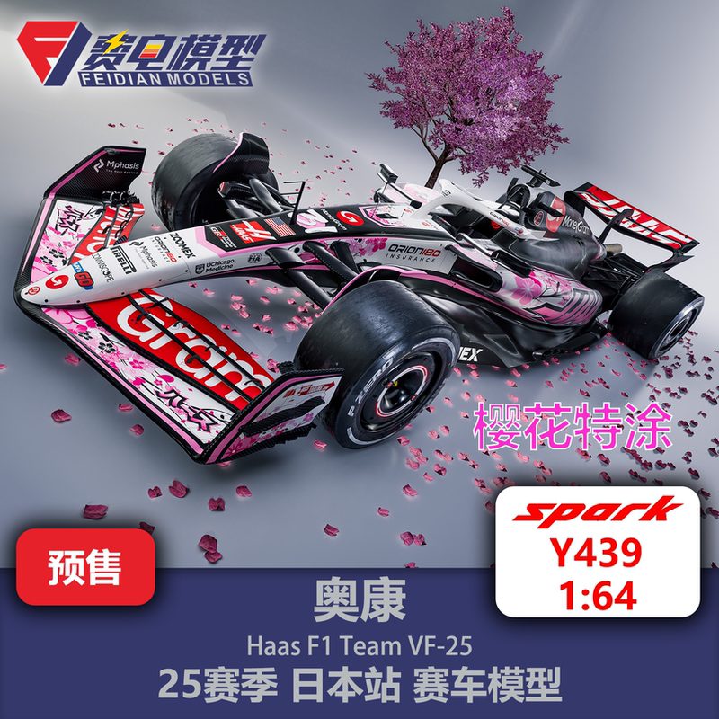 Aokang Haas Team Vf-25 25Th Season Japanese Cherry Blossom Special Livery F1 Racing Car Model Y439 Spark