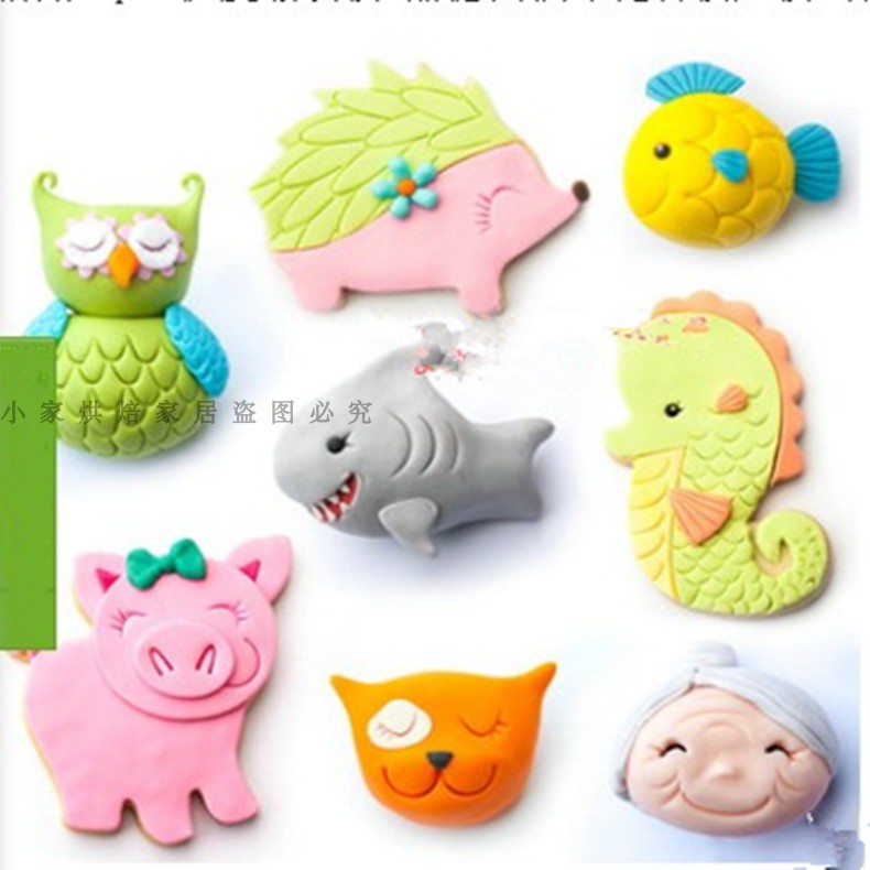Công cụ tạo kiểu fondant làm khuôn mặt đặc trưng kết cấu mắt hoạt hình fondant công cụ khuôn cuốc - Tự làm khuôn nướng khuôn làm bánh flan