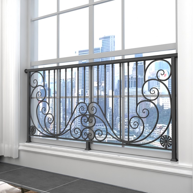 Indoor Balcony Guardrails Iron Art Stairway Armrest Decoration Attic railing floating window Anti-barrier armrest Support set to make-Taobao