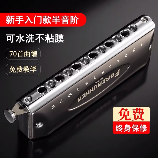 Oriental tripod forerunner 12 holes Mid-tone No membranes No film Mucous Harmonica New Hands Beginner Students Introductory Exercises