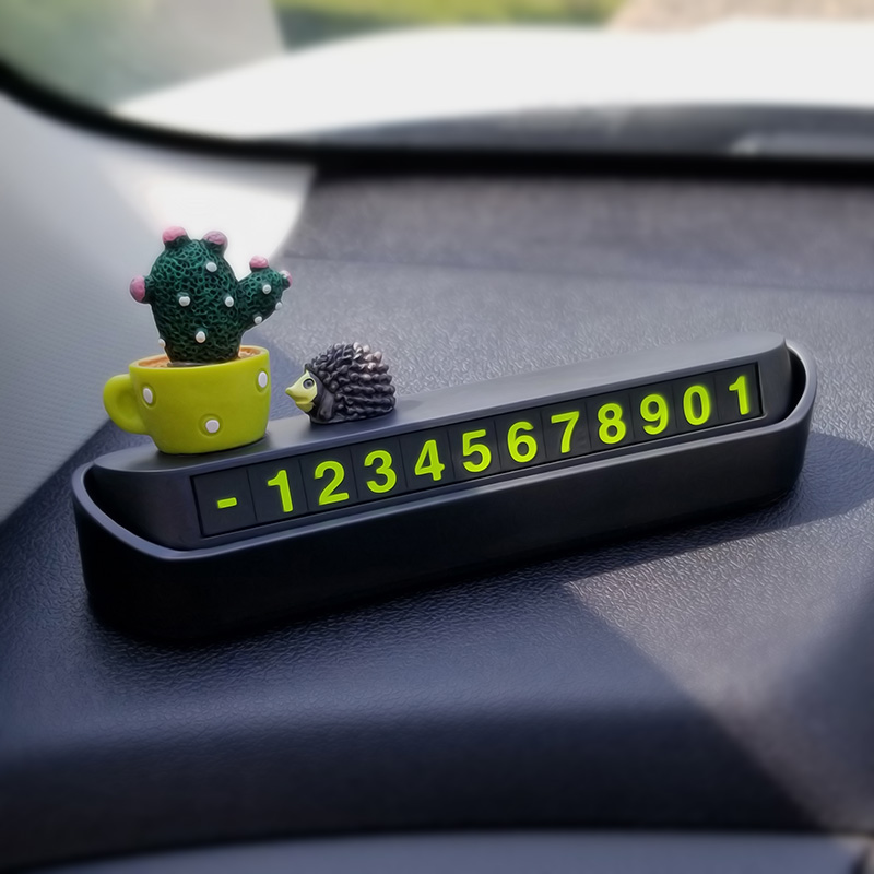 Car Temporary Parking Phone Number Plate Creativity Cute Pendulum Pieces Cartoon Moving Car Transfer Car Supplies Concealed