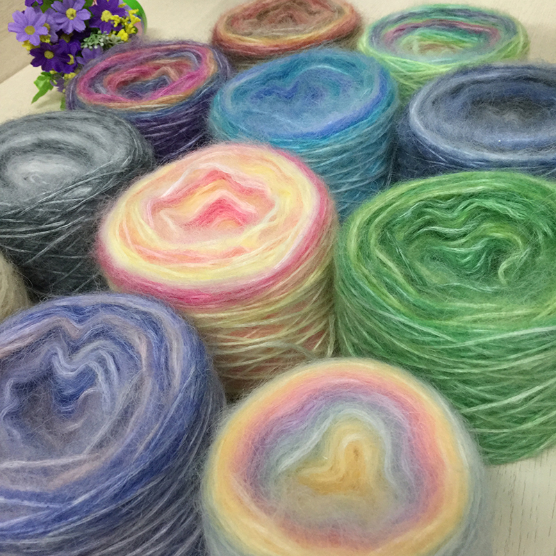 Long Section Dyed Mohair Yarn Ball with Natural Gradient, Soft and Skin-Friendly, Suitable for Hand Knitting, Medium-Thick Yarn for Sweaters and Knitting Needles Long Section Dyed Mohair Yarn Ball with Natural Gradient, Soft and Skin-Friendly, Suitable for Hand Knitting, Medium-Thick Yarn for Sweaters and Knitting Needles