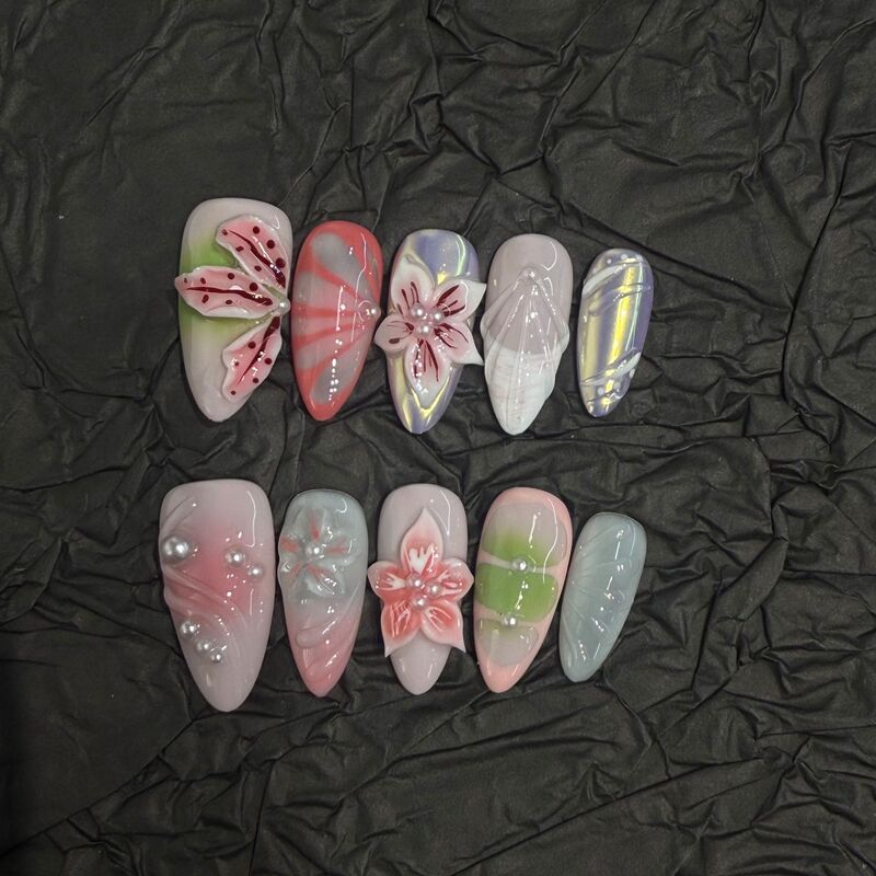 European and American Style Personalized Carved Wearable Nails, Sweet and Cool, Girly, Detachable, Brightening, Atmospheric, Hot Girl, Sparkling, High-End Feel