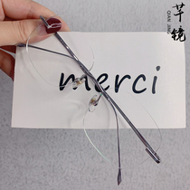 Trendy square Sven pure titanium no frame Myopia Glasses Woman New custom Optical Spectacles Mens ultra-light fit