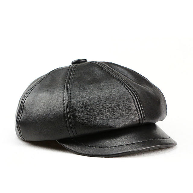 Lambskin ແທ້ຂອງ beret ຫມວກສູງສຸດຂອງແມ່ຍິງໃນລະດູໃບໄມ້ປົ່ງແລະລະດູຫນາວສະແດງໃບຫນ້າສີພຽງເລັກນ້ອຍຫມວກແກະ octagonal ໃໝ່ ສໍາລັບຜູ້ຊາຍ