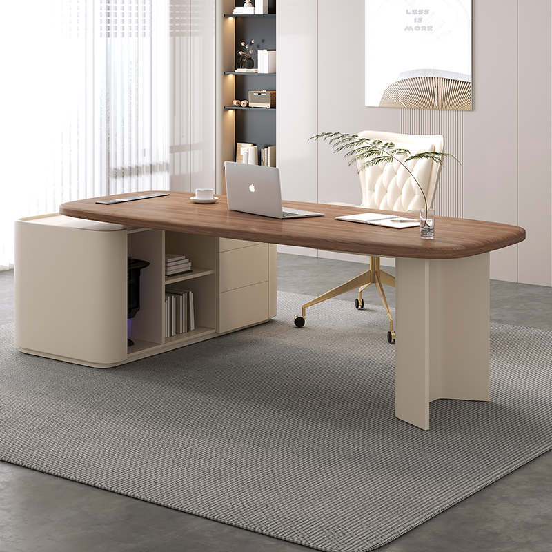 Simple Cream-Style Desk Corner Office Desk Modern Home Writing Desk French Light Luxury Walnut Grain Computer Desk