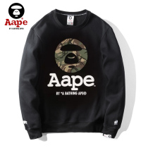Autumn Winter Tide Card Sweatshirt Round Collar Male Loose Big Code Couple Printed Letters Plus Suede Thickened Sets of Ape Coats Woman