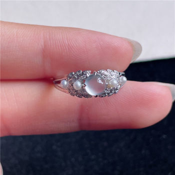 New product in september hongyu jadeite 18k gold inlaid ice seed shiny white ice egg surface exquisite ring a940829