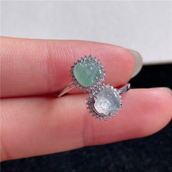 New product in september: hongyu jadeite 18k gold inlaid ice seed glowing underwater pixiu exquisite ring a940921