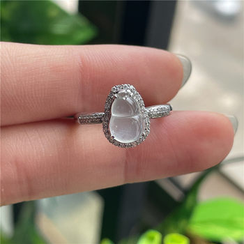 New product in september hongyu jadeite 18k gold inlaid ice seed white ice lucky gourd exquisite ring a940831