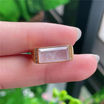 New product in september hongyu jadeite 18k gold inlaid ice seed white ice rectangular exquisite ring genuine a880914