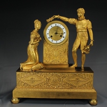Imperial Lion Castle Western antique clock Early 19th century about 1830 French gilt copper mechanical clock