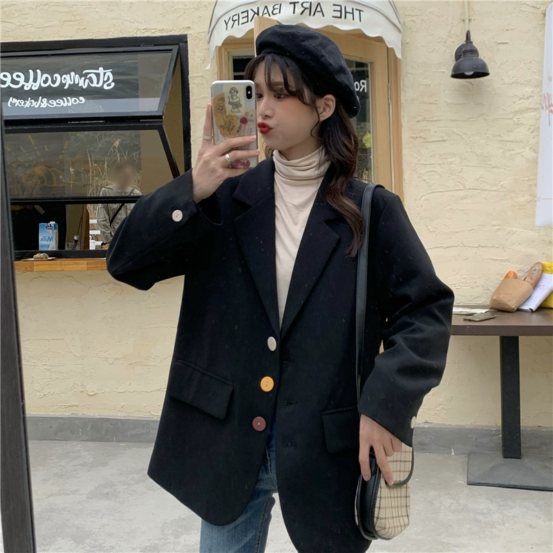 Mùa xuân và mùa thu giữa dài lưới màu đỏ khí chất tay dài giản dị blazer nữ mùa xuân cửa hàng vương miện mới - Business Suit