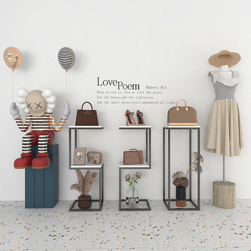 Creative Personality Clothing Shop Glass Shop Window Stand Water Table Men & Women Children's Clothing Shop Decoration Props Shoe Bag Shelf Composition