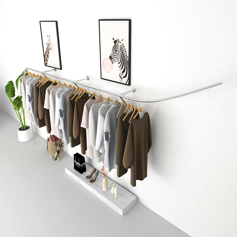 Clothing Store Show Show Creativity Upper Wall Wall-mounted Silver Dress Shop Special Shelf Display Rack Easy Hanging Clothes