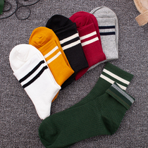 103 Japanese socks womens autumn tube socks pure cotton autumn and winter models wild college style two-bar student movement cotton socks long