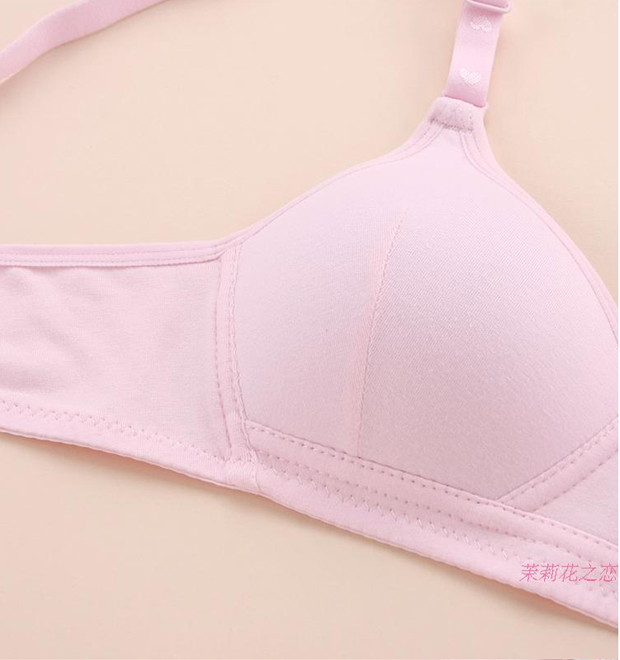 Mùa hè rắn màu cotton cô gái áo ngực không có vành thời kỳ phát triển học sinh trung học thể thao đồ lót kích thước lớn mỏng mẫu cốc ao lót cho con bú
