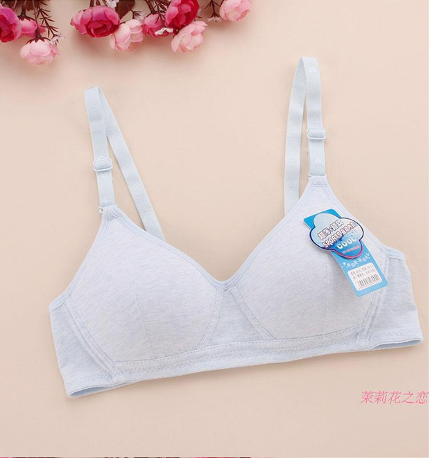 Mùa hè rắn màu cotton cô gái áo ngực không có vành thời kỳ phát triển học sinh trung học thể thao đồ lót kích thước lớn mỏng mẫu cốc ao lót cho con bú