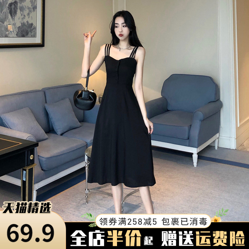 Large size women's dress 2022 Summer clothes new European goods black cuddling bag foreign dress French style display with high length dress clear pure