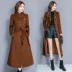 Thu đông 2018 Phụ nữ mới phiên bản Hàn Quốc của thắt lưng Áo len mỏng mỏng trong đoạn dài qua đầu gối áo len lông thủy triều áo khoác dạ nữ dáng dài cổ lông Accentuated eo áo