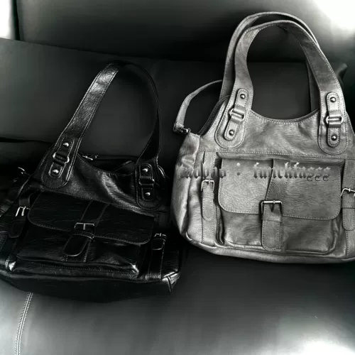 FF-Future Girl — универсальная и стильная сумка двойного назначения из мягкой кожи большой вместимости с диагональной подмышкой, новый стиль, черный и серый цвет.