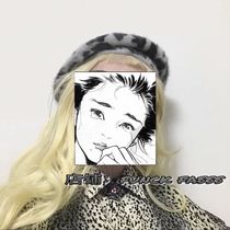 Fascinated by the white rabbit hair gray leopard beret