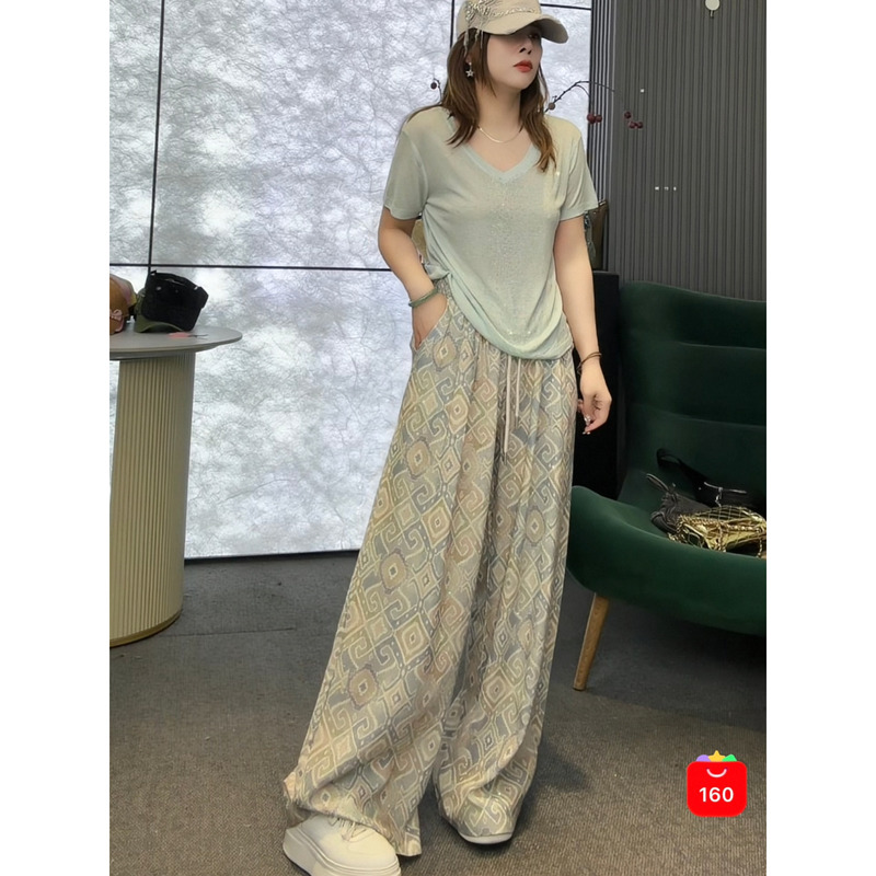 Diamond Kangjia 2026 Summer New Heavy-Duty Trendy Brand Diamond Pattern Full Rhinestone Straight-Leg Pants Women's Casual Pants 1483