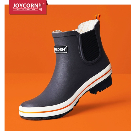 Joycorn Plus Rain Boared Men's Water Shoes and Rain Boots Fashion Водонепроницаемые обувь Низкая короткая трубка резиновая обувь анти -слабые водяные ботинки