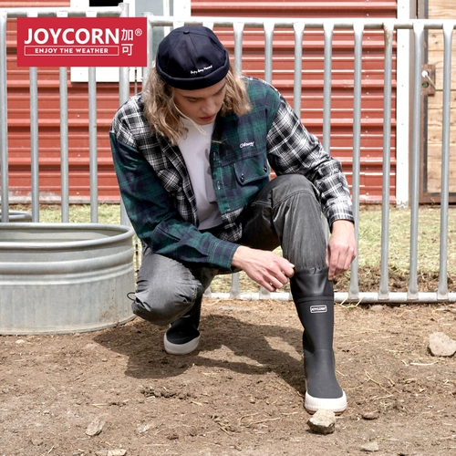 Joy Corn Черные высокие водонепроницаемые резиновые сапоги Jiaco, уличные резиновые резиновые сапоги для молодежи, специальные дождевые сапоги для рыбалки