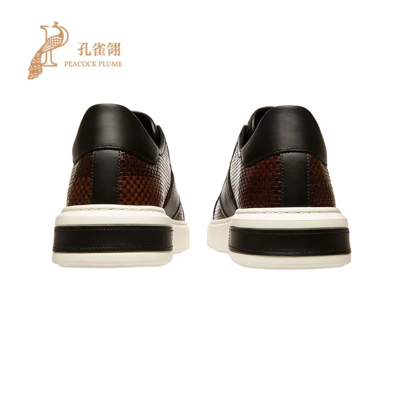 Мужские кеды Bally/ черные с коричневой ткацкой кожей, легкая, модная, повседневная обувь на шнуровке
